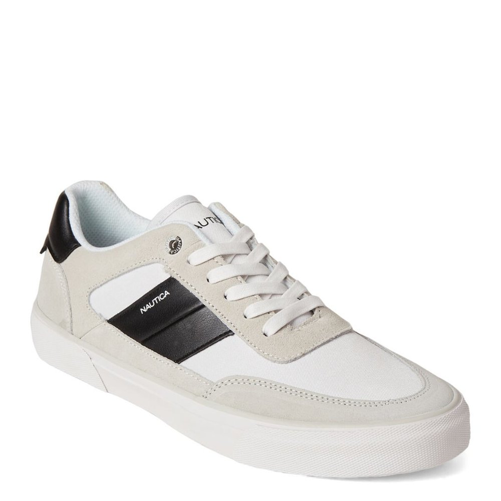 Nautica White & Black Suede Low-Top Sneakers